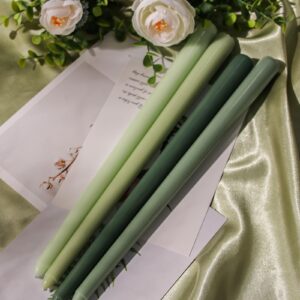 Viyffo 12 Inch Green Taper Candles Set of 4 Unscented Smokeless Long Tall Tapered Candles for Candlesticks Sticks Wedding Home Decor Dinner