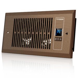 vivosun quiet register booster fan 4”×10”, smart register vent with intelligent thermostat control, cooling heating ac vent booster fan, brown