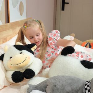 Easfan 36’’ Lying Cow Stuffed Animal Large Hugging Cow Plush Pillow Toy Soft Cute Cattle Doll Home Decoration Christmas Birthday Gifts for Kids Adults Boys Girls