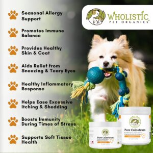 Wholistic Pet Organics Pure Colostrum - 1 Oz - Dog Allergy Relief & Itchy Skin Treatment, Senior Dog Supplements & Immune Support, Licking Paws Relief