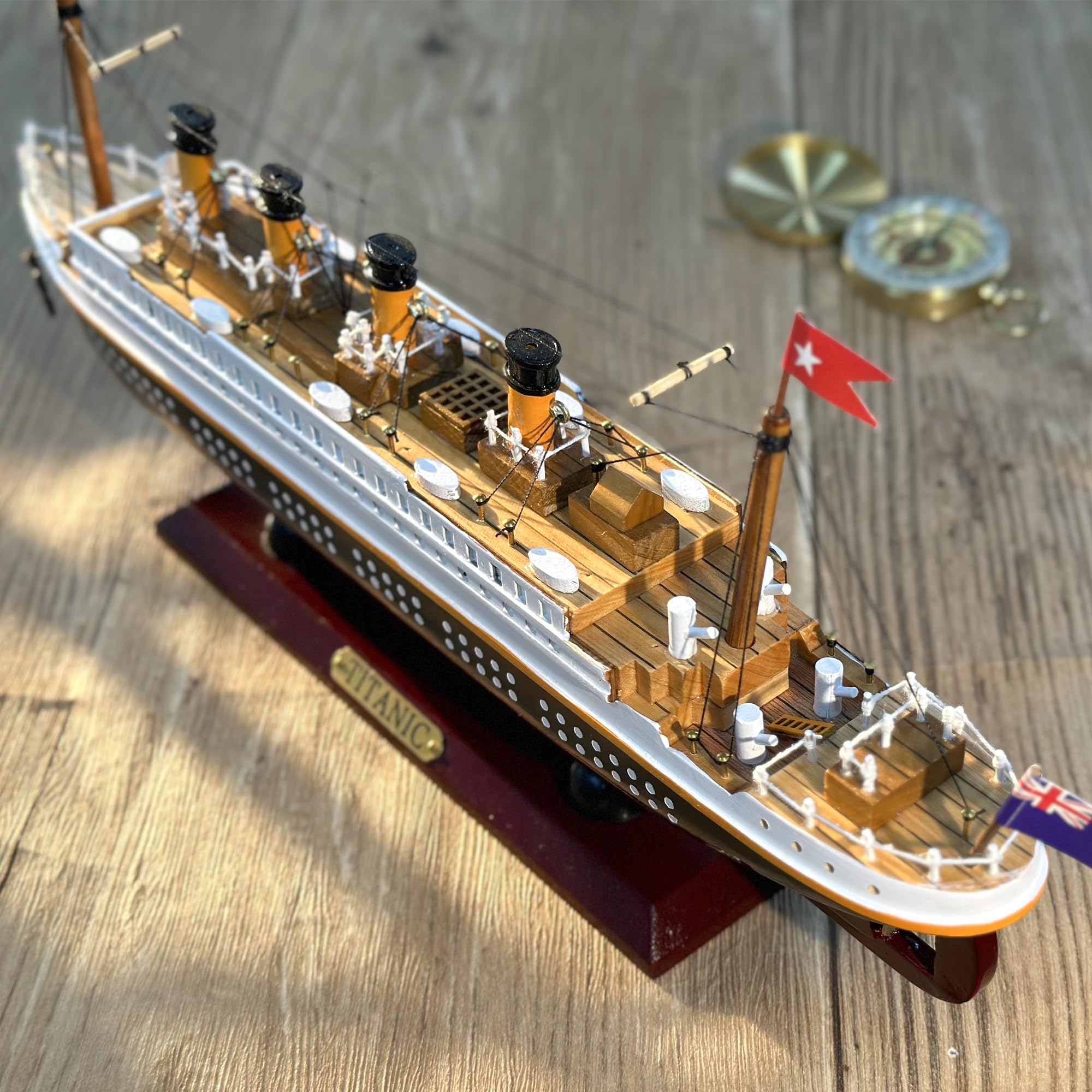 NAUTIMALL RMS Titanic Model Wooden Cruise Ship Model 14" Fully Assembled Display Nautical Home Decoration Sailboat Decor Maritime Gift Decor for Home