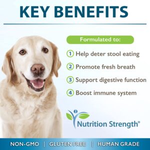 Nutrition Strength Coprophagia Stool Eating Deterrent for Dogs + Breath Aid, Extra Strength to Deter Dog Poop Eating, Probiotics & Digestive Enzymes for Gut Health & Immune Support, 30 Soft Chews