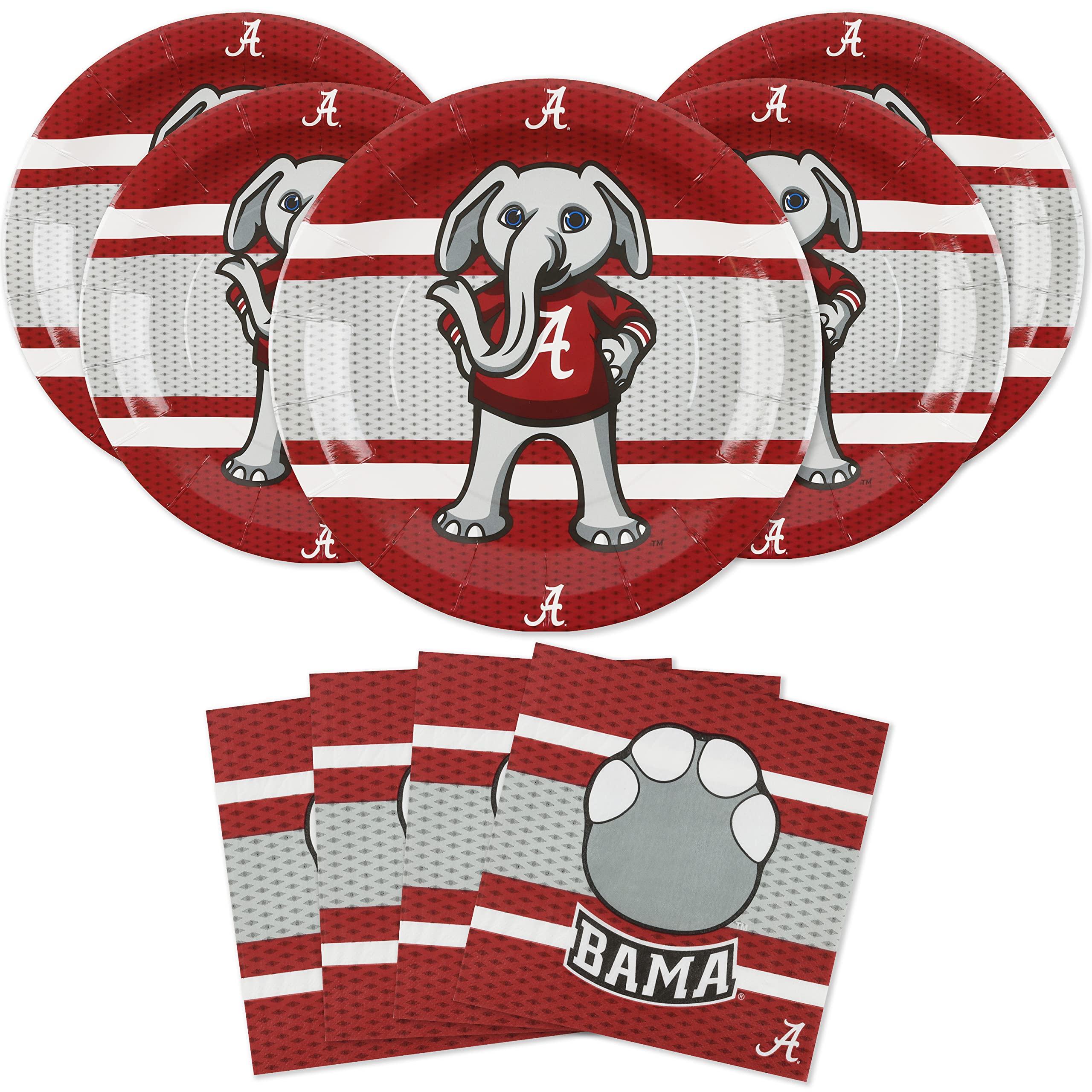 Havercamp University of Alabama Party for 24. Includes 24 Lg. Plates & 32 Luncheon Napkins. Party with Big Al! For Graduation, Tailgate, Birthday, or any Roll Tide Event