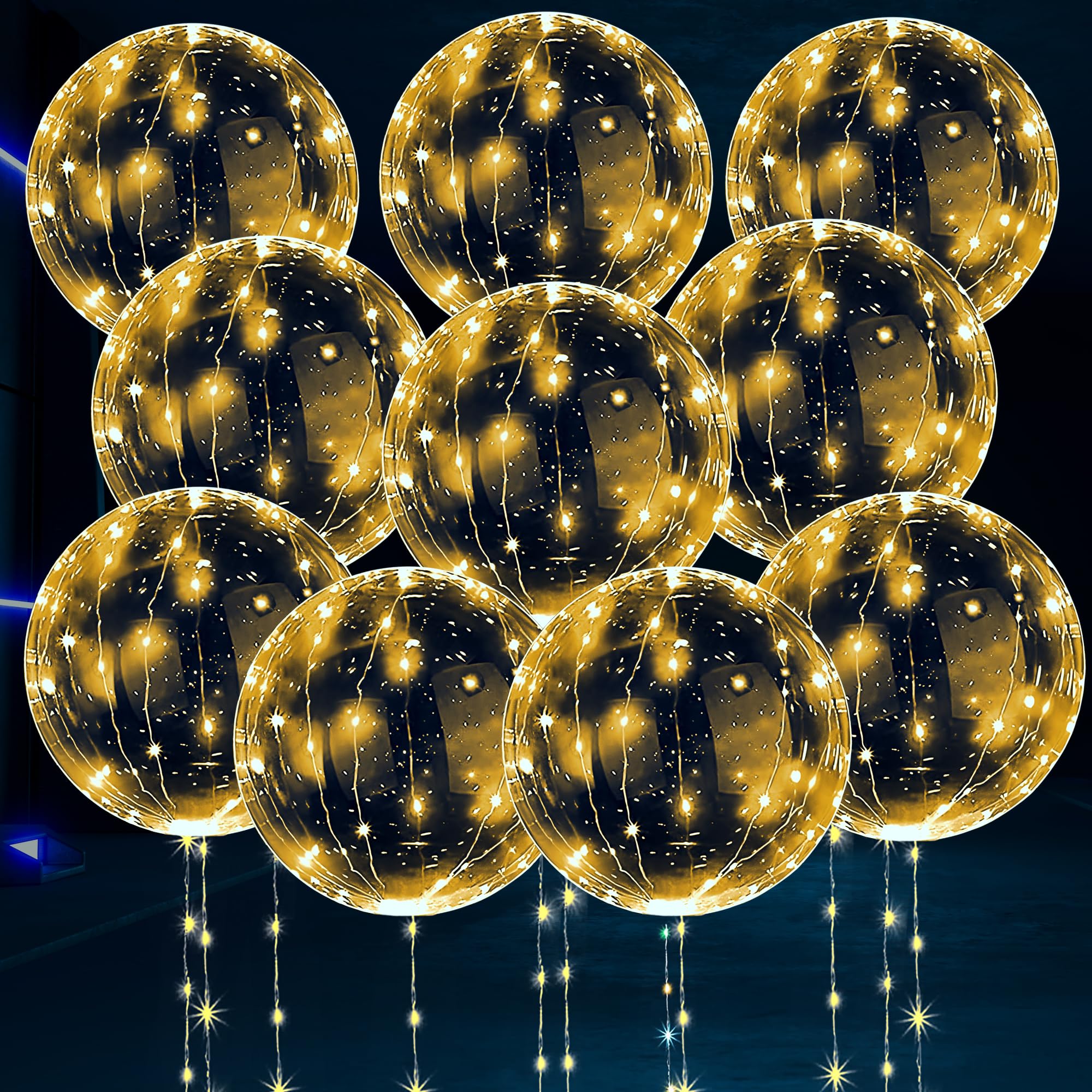 LED Balloons Light Up Balloons For Party - 10Pcs Helium Balloons Decorations Balloons Clear Balloons With String Light - Decor Bubble Balloons Glow In The Dark Party Supplies Lighted Balloons