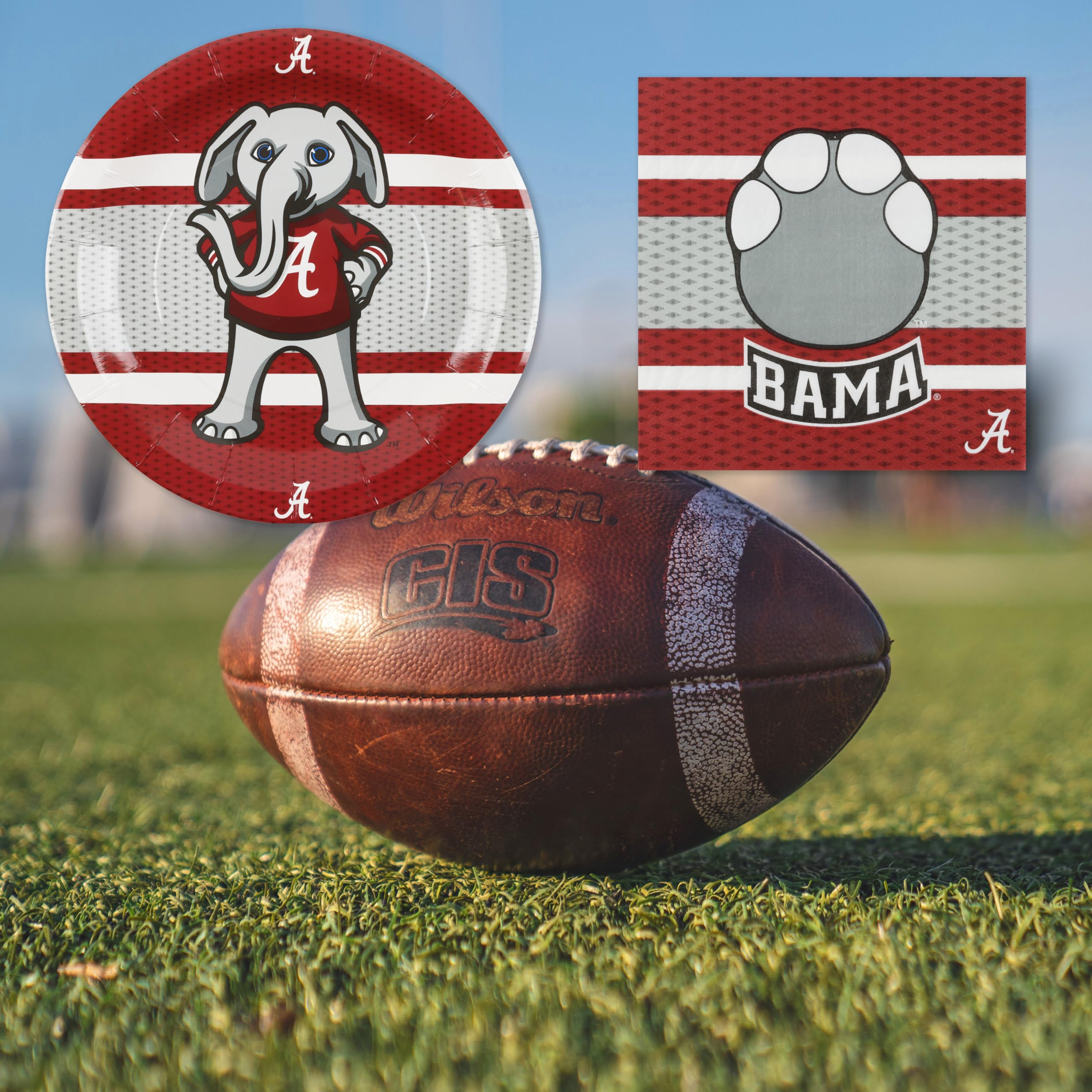 Havercamp University of Alabama Party for 24. Includes 24 Lg. Plates & 32 Luncheon Napkins. Party with Big Al! For Graduation, Tailgate, Birthday, or any Roll Tide Event