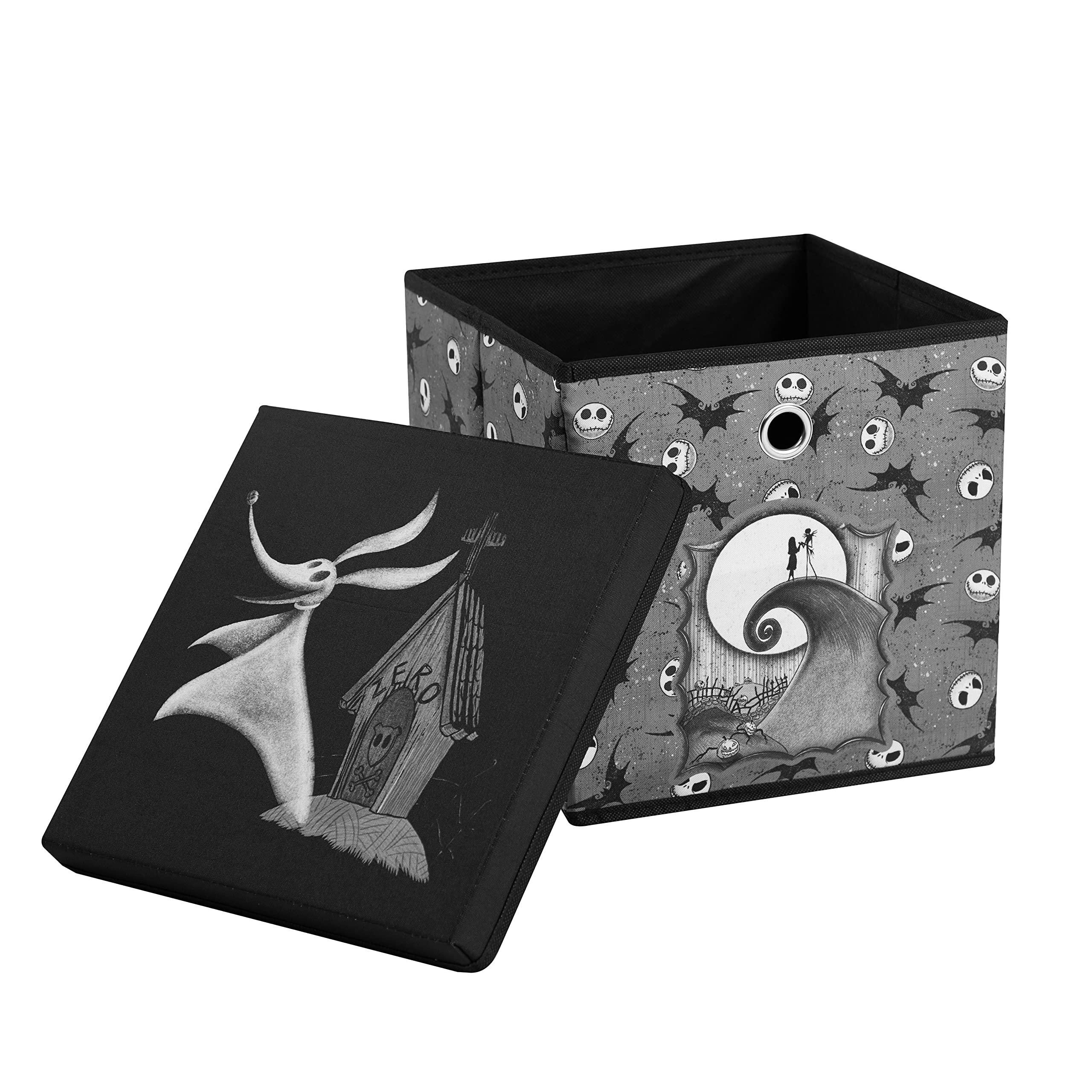 Idea Nuova Nightmare Before Christmas Collapsible Storage Cube with removable Lid, 10" Wx10 Hx10 D