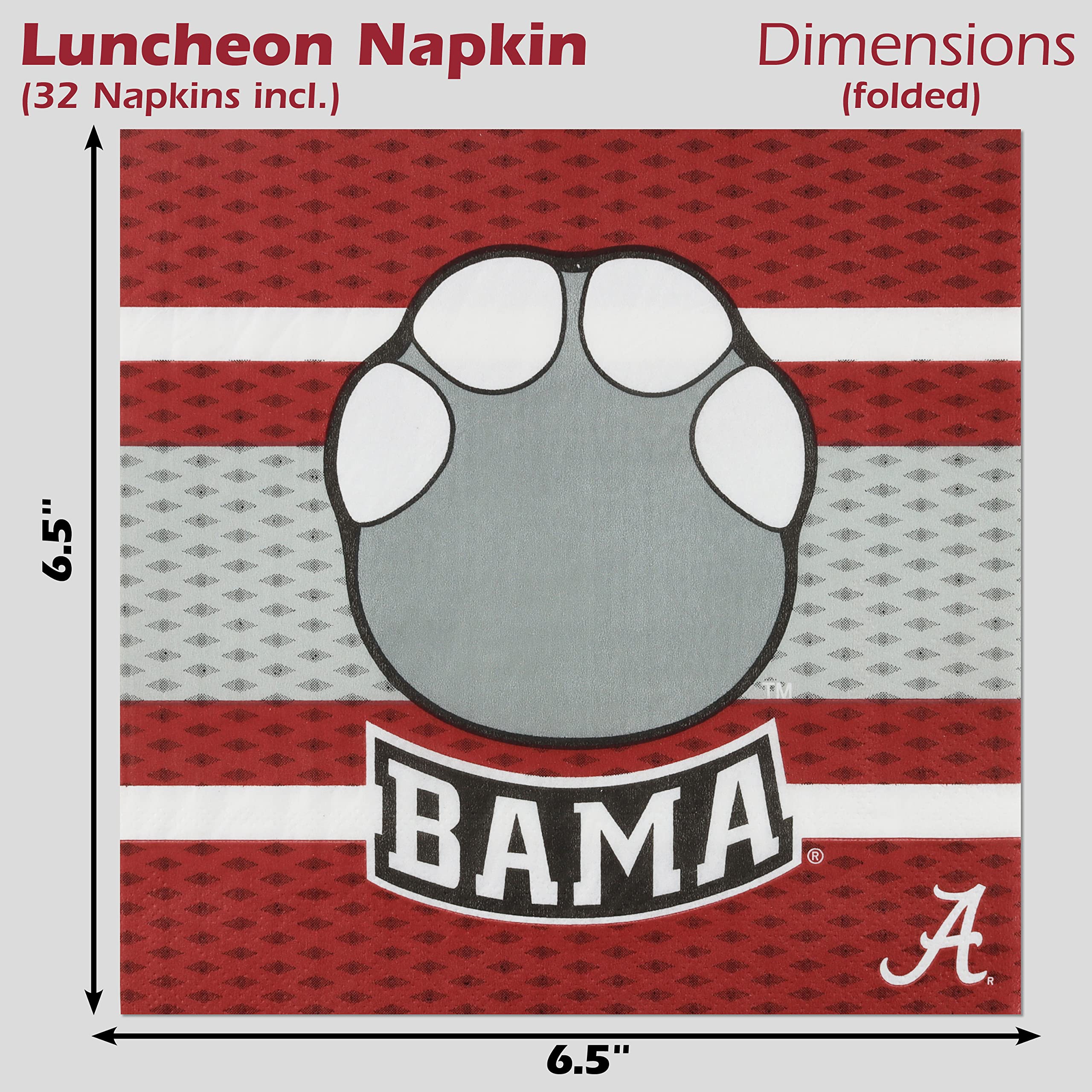 Havercamp University of Alabama Party for 24. Includes 24 Lg. Plates & 32 Luncheon Napkins. Party with Big Al! For Graduation, Tailgate, Birthday, or any Roll Tide Event