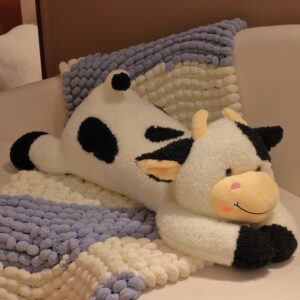 Easfan 36’’ Lying Cow Stuffed Animal Large Hugging Cow Plush Pillow Toy Soft Cute Cattle Doll Home Decoration Christmas Birthday Gifts for Kids Adults Boys Girls