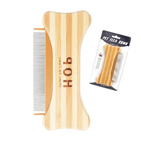 Bamboo Wooden Pet Flea CombFor Pet Cat Dog Flea Grooming Comb Stainless Steel in Bone Shape, Proven Grooming Tools for Dogs Cats and Other Animals