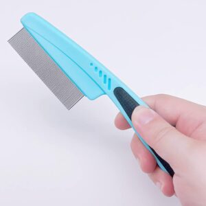 LLTGMV Flea Comb with Rubber Handle, Flea and Tick Comb for Dogs & Cats, Dog Comb for Grooming