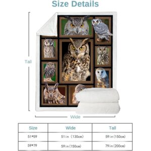 Owls Gifts for Women Men, Owl Decor Blanket 50''x60'', Owls Print Fleece Throw Blanket, Owl Gifts for Owl Lovers, Owl Throw Blanket for Bed Couch Living Room Home Decor, Just a Girl Who Loves Owls