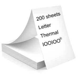 200 pages, thermal printer paper 8.5 x 11, letter, folded, continuous, perforated, quick dry for pen, not 3 proofing, bpa free. for iooioo, peripage, munbyn, jadens, hprt, phomemo…(lasting 3 years)