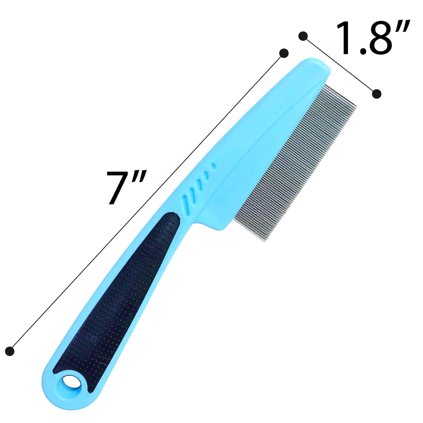 LLTGMV Flea Comb with Rubber Handle, Flea and Tick Comb for Dogs & Cats, Dog Comb for Grooming