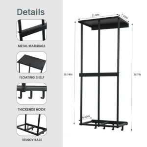 Ansonation Camping Chair Rack for Garage Storage, Metal Camping Beach Chair Umbrella Wall Mounted Holder Rack Organizer with 4 Hooks for Garage Organization