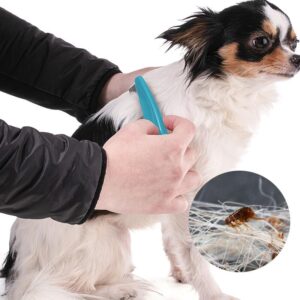 LLTGMV Flea Comb with Rubber Handle, Flea and Tick Comb for Dogs & Cats, Dog Comb for Grooming