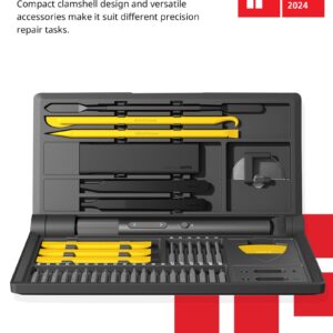 HOTO Electric Precision Screwdriver Set, 48 in 1 Electronics Tool Kit, Magnetic Bits & Box, LED Light & 2 Torque Settings, Mini Screwdriver Set for Eyeglasses, Watches, Phones, Laptops, Cameras Repair