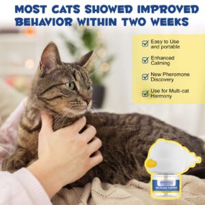 FRDUGA Cat Calming Pheromone Diffuser，Enhanced Cat Calming Diffuser Kit for Cat Anxiety Relief, 2 in 1 Cat Calming Starter Kit (Diffuser Head + 48ml Vial) for 30 Days Use (1 Pack)