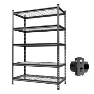 workpro 5-tier metal storage shelving unit, 48”w x 24”d x 72”h, adjustable storage rack heavy duty shelf, 4000 lbs load capacity (total), for garage, kitchen, bathroom, warehouse, black/sliver, 2 pack