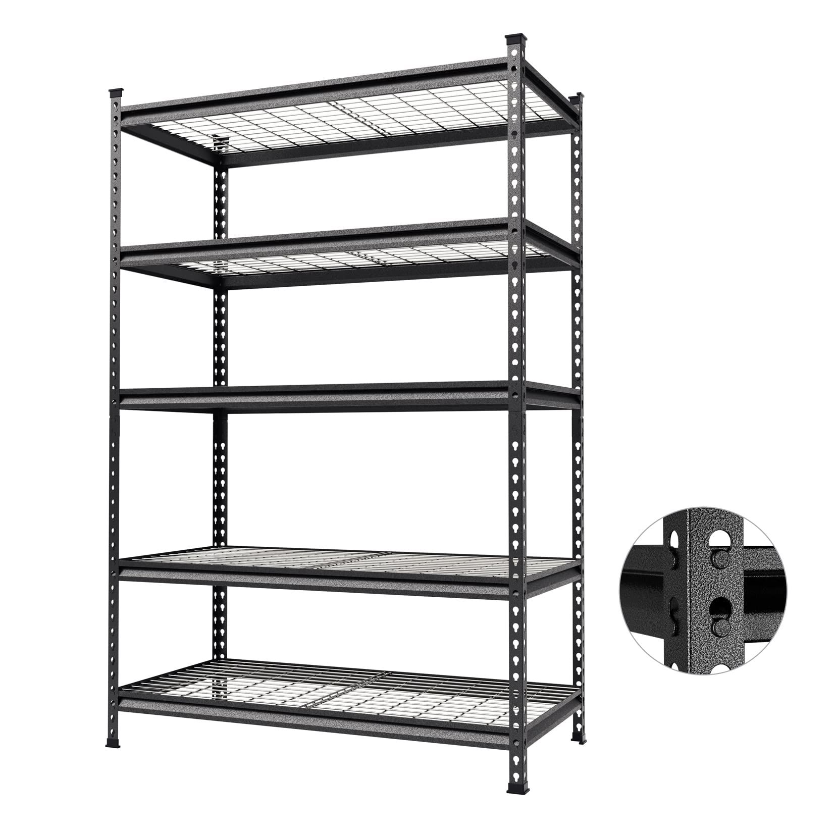 WORKPRO 5-Tier Metal Storage Shelving Unit, 48”W x 24”D x 72”H, Adjustable Storage Rack Heavy Duty Shelf, 4000 lbs Load Capacity (Total), for Garage, Kitchen, Bathroom, Warehouse, Black/Sliver, 2 Pack