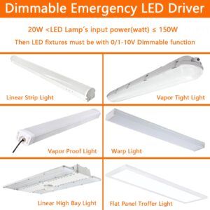 20W LED Emergency Light Driver 100-347V AC,175V DC,Rechargeable Emergency Driver Backup Battery, Over 90 Mins Emergency Time,for LED troffer, Linear Light,UL Listed 5-Year Warranty (1-Pack)