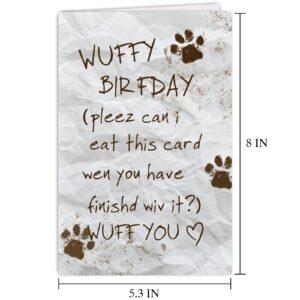 Supoeguk Funny Birthday Card from Dog, Wuff You Pun Birthday Card, Visually Wrinkled Paper Birthday Card, Cute Birthday Card for Dog Mom Dog Dad, Dog Owner Gift