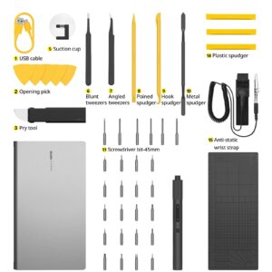 HOTO Electric Precision Screwdriver Set, 48 in 1 Electronics Tool Kit, Magnetic Bits & Box, LED Light & 2 Torque Settings, Mini Screwdriver Set for Eyeglasses, Watches, Phones, Laptops, Cameras Repair