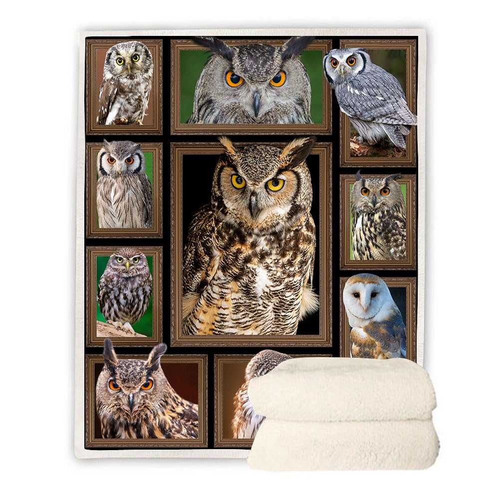 Owls Gifts for Women Men, Owl Decor Blanket 50''x60'', Owls Print Fleece Throw Blanket, Owl Gifts for Owl Lovers, Owl Throw Blanket for Bed Couch Living Room Home Decor, Just a Girl Who Loves Owls