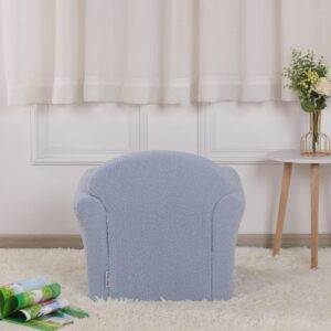 AFBKSS&BB Children Sofa, Kids Armrest Chair, Sturdy Wood Construction Kids Sofa Furniture, Armchair Couch for Preschool Children, Lightweight Toddler Sofa Chair, Teddy Velvet (Blue)