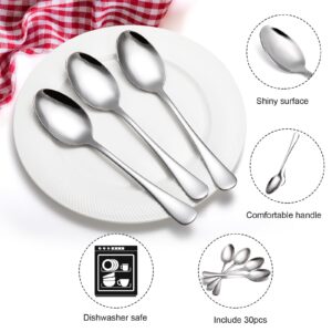 Suwimut 30 Pieces Stainless Steel Dinner Spoons Set, 8 Inch Large Spoons Silverware, Mirror Polished Tablespoons Silver Table Soup Spoons for Home, Kitchen or Restaurant