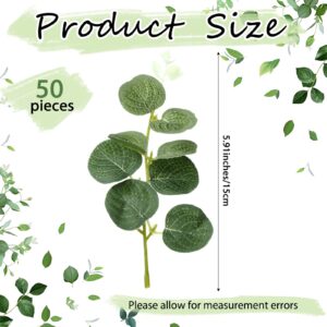 Zeyune 50 Pcs Christmas Mini Artificial Eucalyptus Leaf for Floating Candles Wedding Centerpiece Floating Flowers Leaf Stem Vase Fillers for Xmas Dinning Table Bridal Shower Birthday Party Home Decor