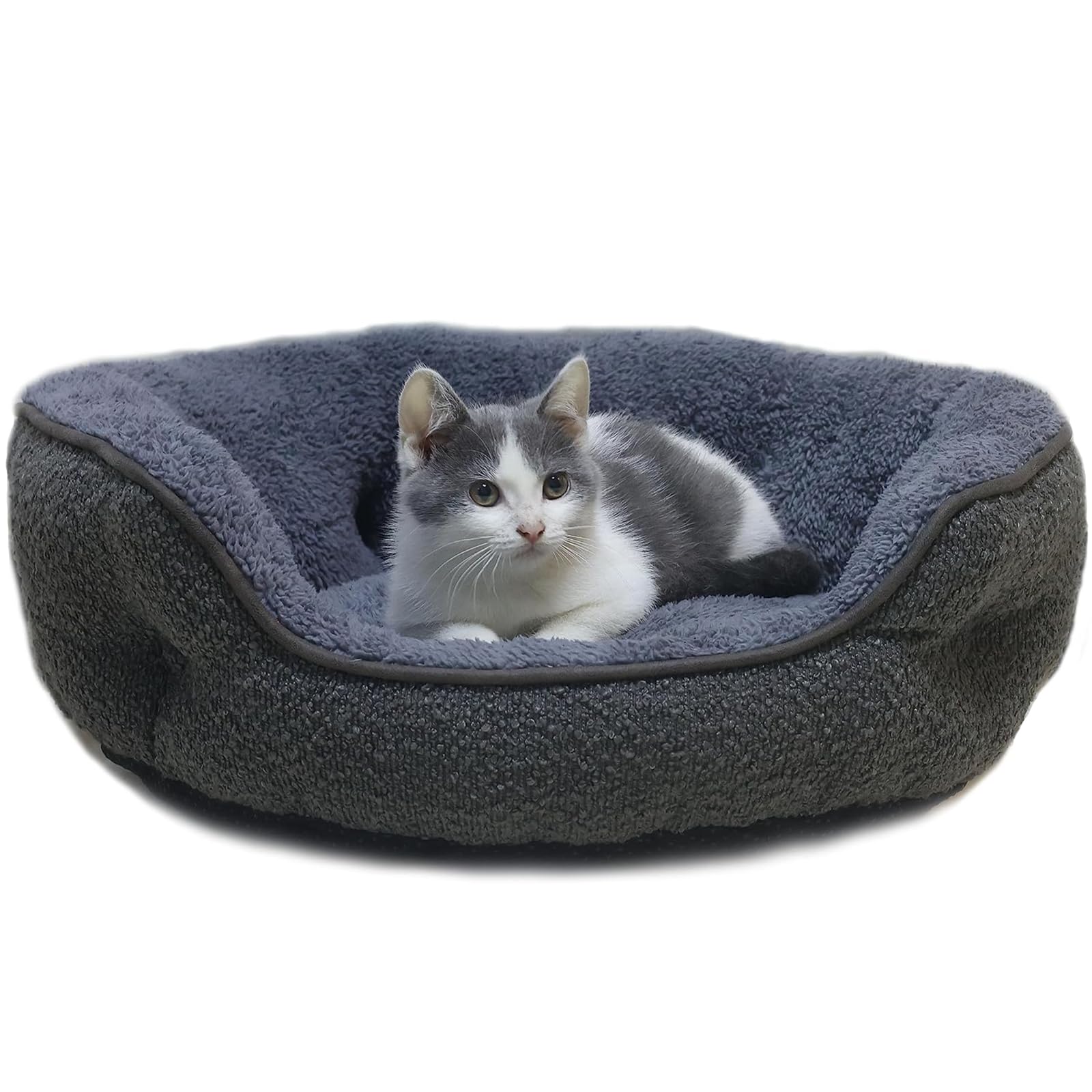 Small Dog Bed for Small Dogs, Cat Beds for Indoor Cats, Cute Round Dog Bed, Washable Dog Bed with Anti-Slip & Water-Resistant Bottom, Super Soft Pet Bed, Luxury Durable Puppy Bed Kitten Bed, Gray