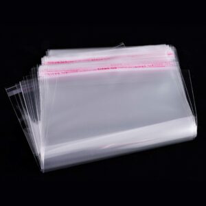 EachDusto 5"x5" Adhesive Cellophane Bags 100pcs Clear Self Stick Cello Baggies 2mil Square OPP Poly Bags for Doughnut Threads Bread Candies Fruit Bracelet Mouse Powder