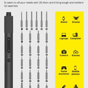 HOTO Electric Precision Screwdriver Set, 48 in 1 Electronics Tool Kit, Magnetic Bits & Box, LED Light & 2 Torque Settings, Mini Screwdriver Set for Eyeglasses, Watches, Phones, Laptops, Cameras Repair