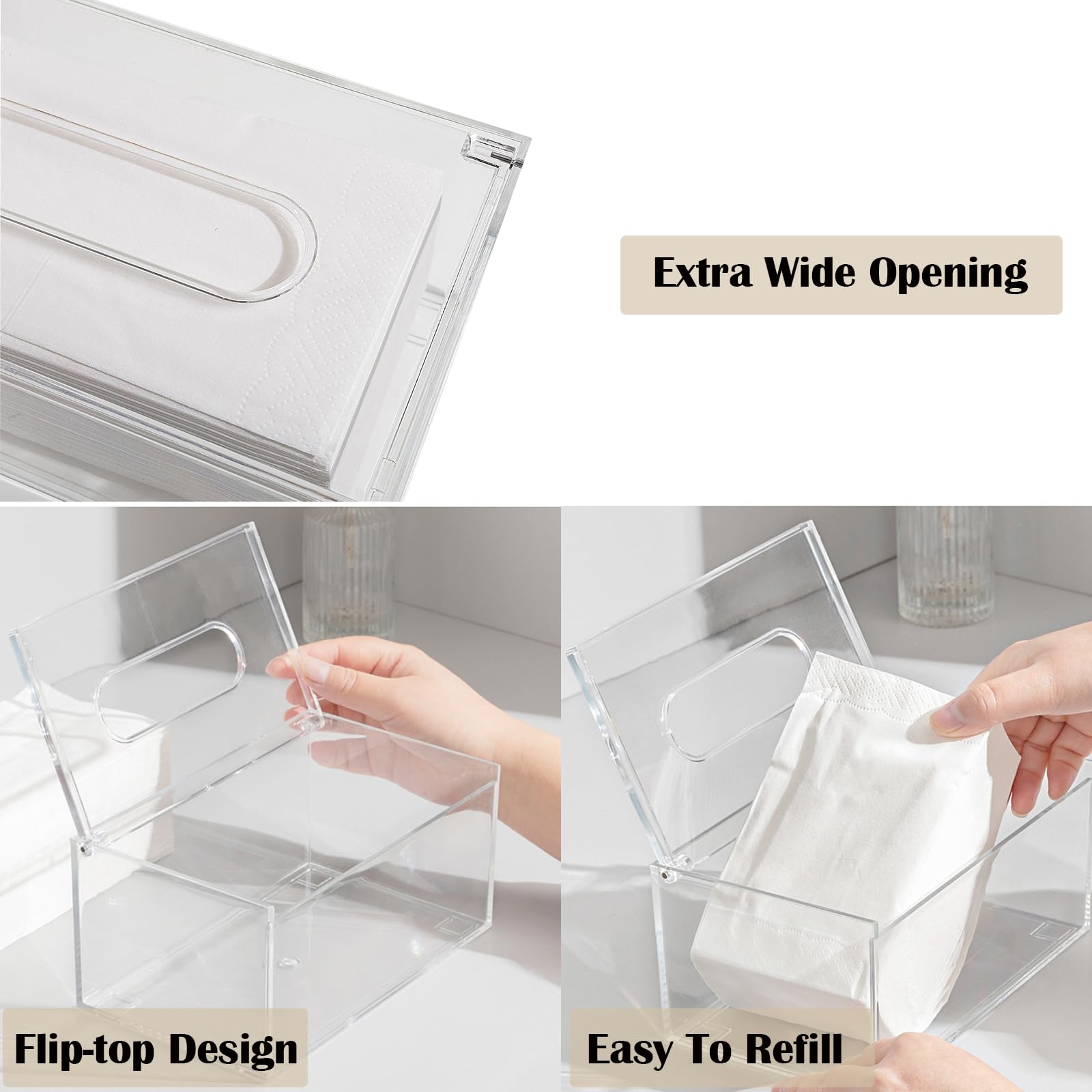 Acrylic Dryer Sheet Holder with Lid Minimalist Clear Dryer Sheets Dispenser Rectangular Tissue Box Cover for Laundry Room Bathroom Organization Storage Container