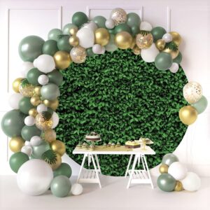 Yeele 7x7ft Greenery Round Backdrop Cover Polyester Green Leaves Circle Backdrop Green Grass Wall Photo Background for Safari Baby Shower Bridal Shower Wedding Birthday Party Supplies Photo Props