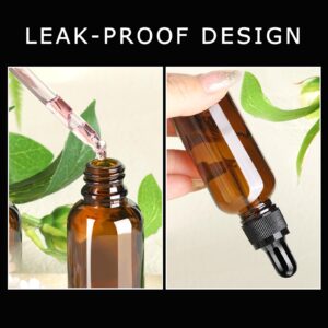 Teenitor Eye Dropper Bottles with Funnels & Plastic Transfer Pipettes & Labels, 30ml Glass Tincture Bottles, Glass Dropper Bottles, Amber Dropper Bottles For Essential Oil