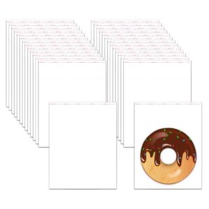 eachdusto 5"x5" adhesive cellophane bags 100pcs clear self stick cello baggies 2mil square opp poly bags for doughnut threads bread candies fruit bracelet mouse powder