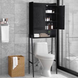 apexnova over the toilet storage cabinet, wooden space-saving bathroom organizer shelf over toilet storage rack with double door and adjustable feet