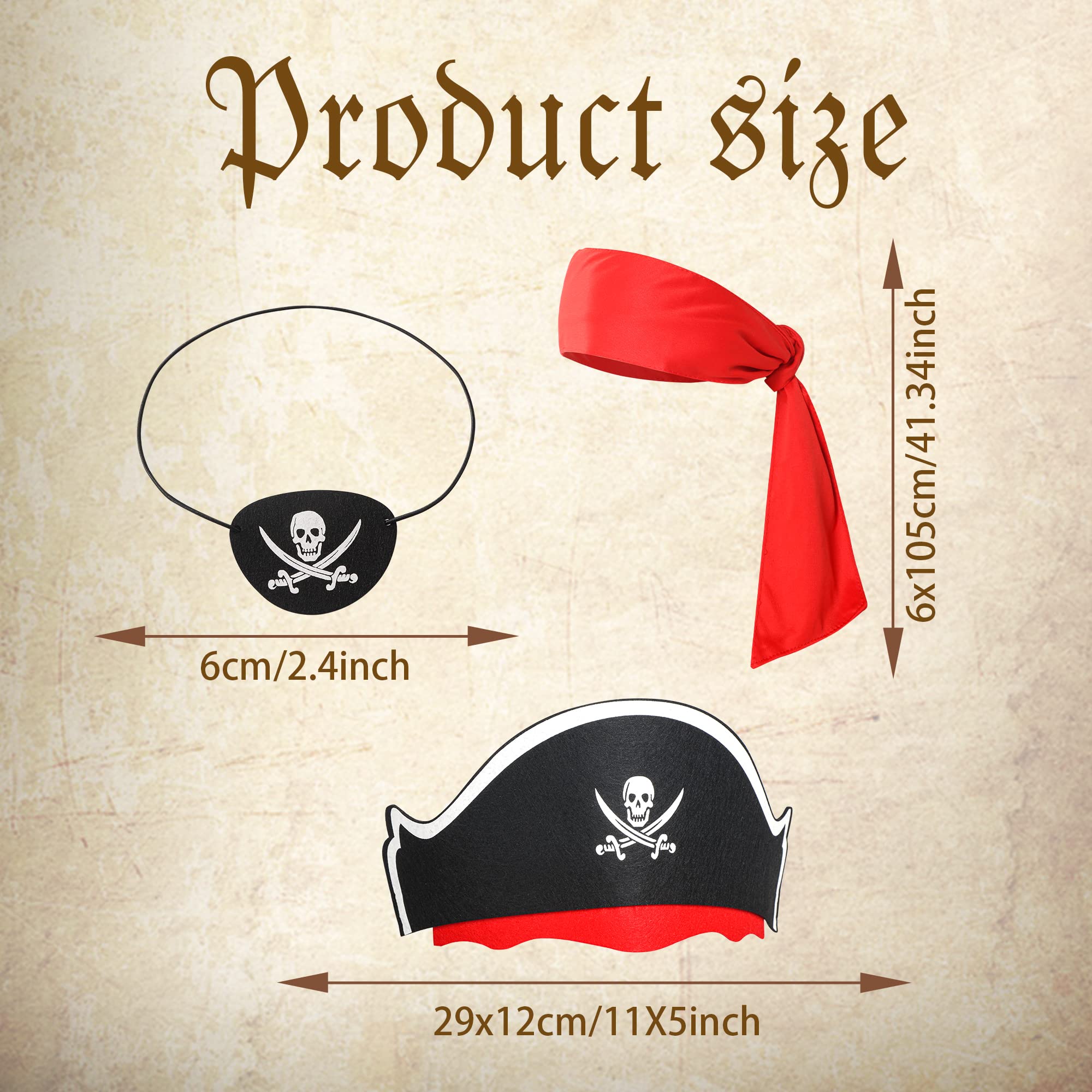 xutengy 5Pcs Pirate Accessories Halloween Costumes，Halloween Party Favor Supplies Include Tie Headband Pirate Hat ，Black Pirate Eye Patch for Kids Girls