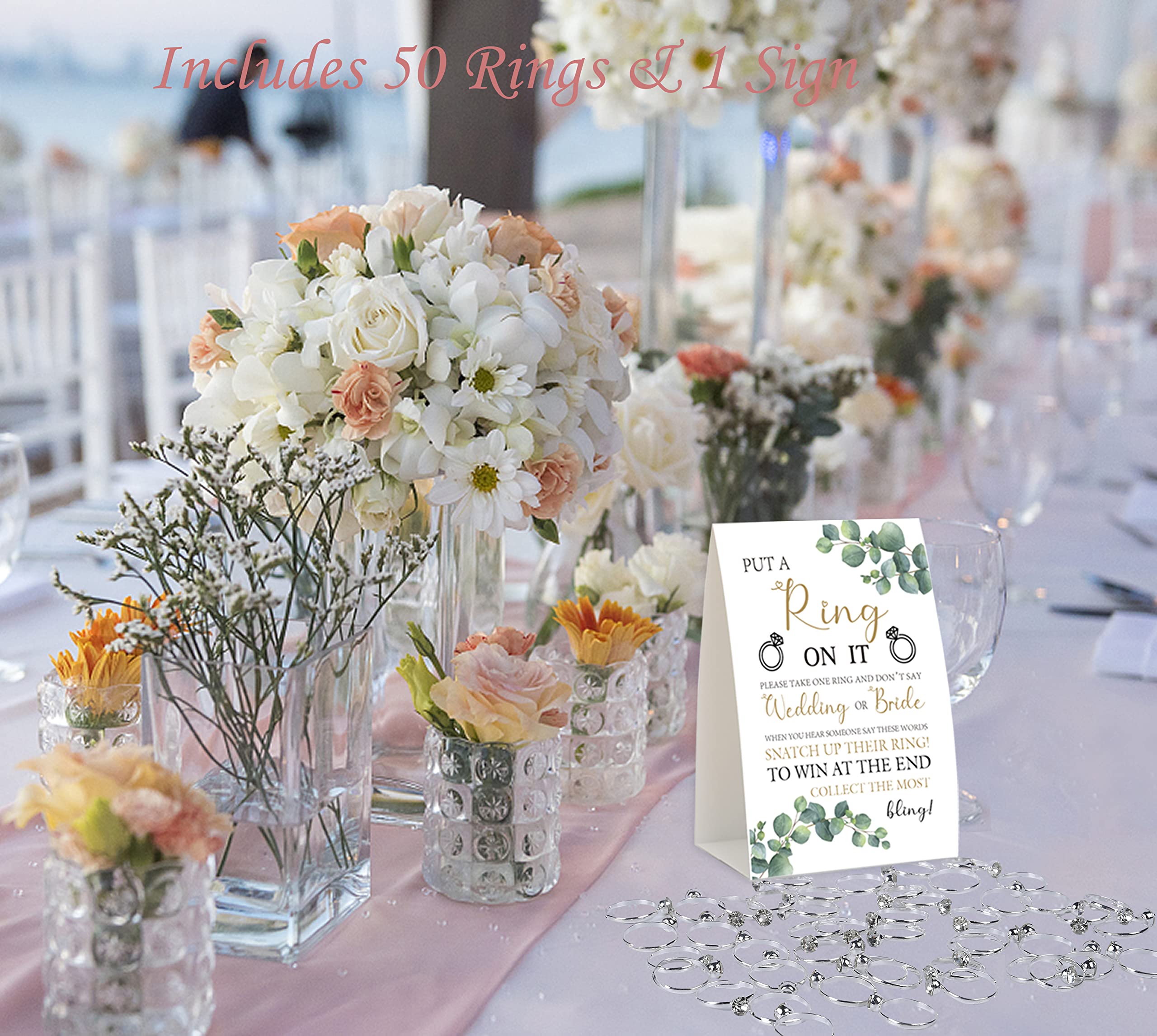 Put a Ring On It,Don't Say Bride or Wedding Game,Bridal Shower Games 50 Guests,Greenery Eucalyptus Bridal Shower,Engagement Party,Bachelorette Decorations for Party,Bridal Shower Favors-L1