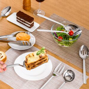 KINGSTONE Large Hostess Serving Utensils Sets,18/10 Stainless Steel Heavy Duty 10inch Serving Spoons,Slotted Spoons,Serving Fork,Serving Tongs, Cake Pie Server For Buffet, Wedding, Party