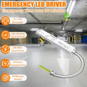 20W LED Emergency Light Driver 100-347V AC,175V DC,Rechargeable Emergency Driver Backup Battery, Over 90 Mins Emergency Time,for LED troffer, Linear Light,UL Listed 5-Year Warranty (1-Pack)