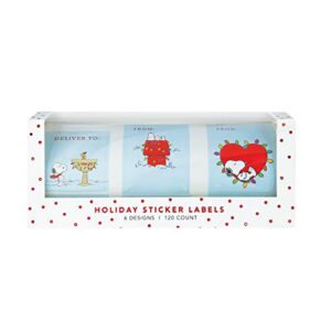 graphique peanuts™ gift label rolls | 120 self-adhesive christmas stickers | 6 unique designs with red foil accents | to and from names | for holiday wrapping paper & gift bags