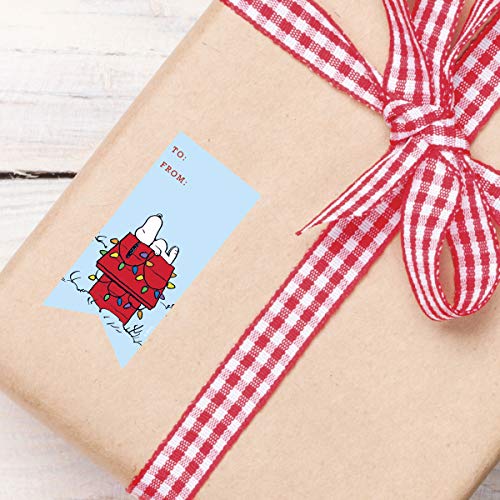 Graphique Peanuts™ Gift Labels | 52 Self-Adhesive Christmas Stickers | 13 Designs with Red Foil Accents | to and from Names | for Holiday Wrapping Paper & Gift Bags