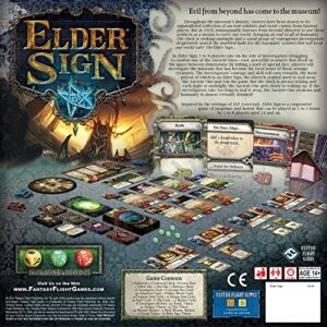 Fantasy Flight Games Elder Sign Board Game - Supernatural Intrigue, Cooperative Dice Adventure! Horror Mystery Game, Ages 14+, 1-8 Players, 1-2 Hour Playtime, Made