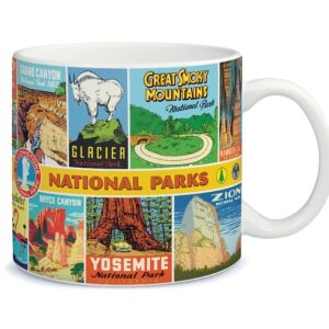 Cavallini Vintage Coffee Mug, Ceramic Mug with National Parks Design