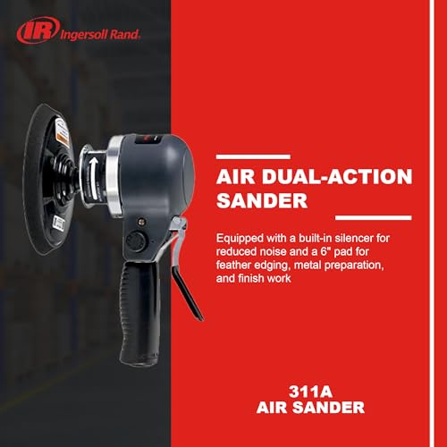 Ingersoll Rand 311A Dual-Action Angle Air Sander, 6" Adhesive Pad, 12,000 rpm, 0.25 hp, Side Exhaust