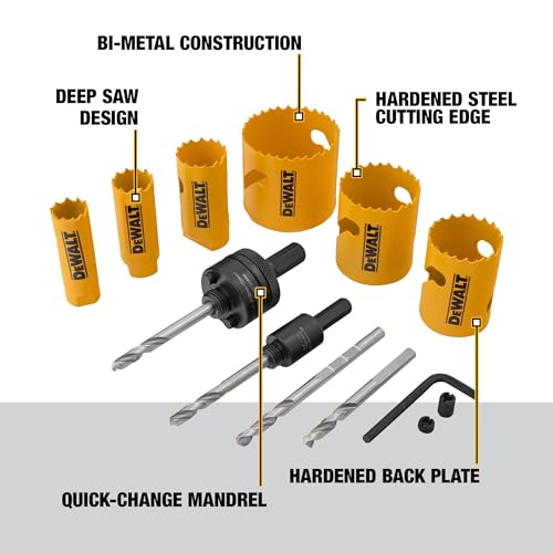 DEWALT Bi-Metal Hole Saw Kit for Wood, Metal and Plastic (D180001)