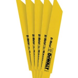 DEWALT Reciprocating Saw Blades, Straight Back, Bi-Metal, 6-Inch 24 TPI, 5-Pack (DW4813)