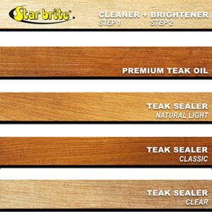 STAR BRITE Premium Golden Teak Oil - Ultimate Sealer, Preserver & Finish for Outdoor Teak & Fine Woods - Ideal for Boats, Furniture, Shower Stools - 32 OZ (085132)